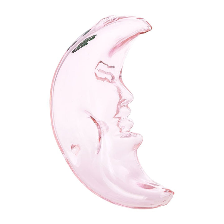 Crescent Moon Glass Hand Pipe with Face - 3.75"