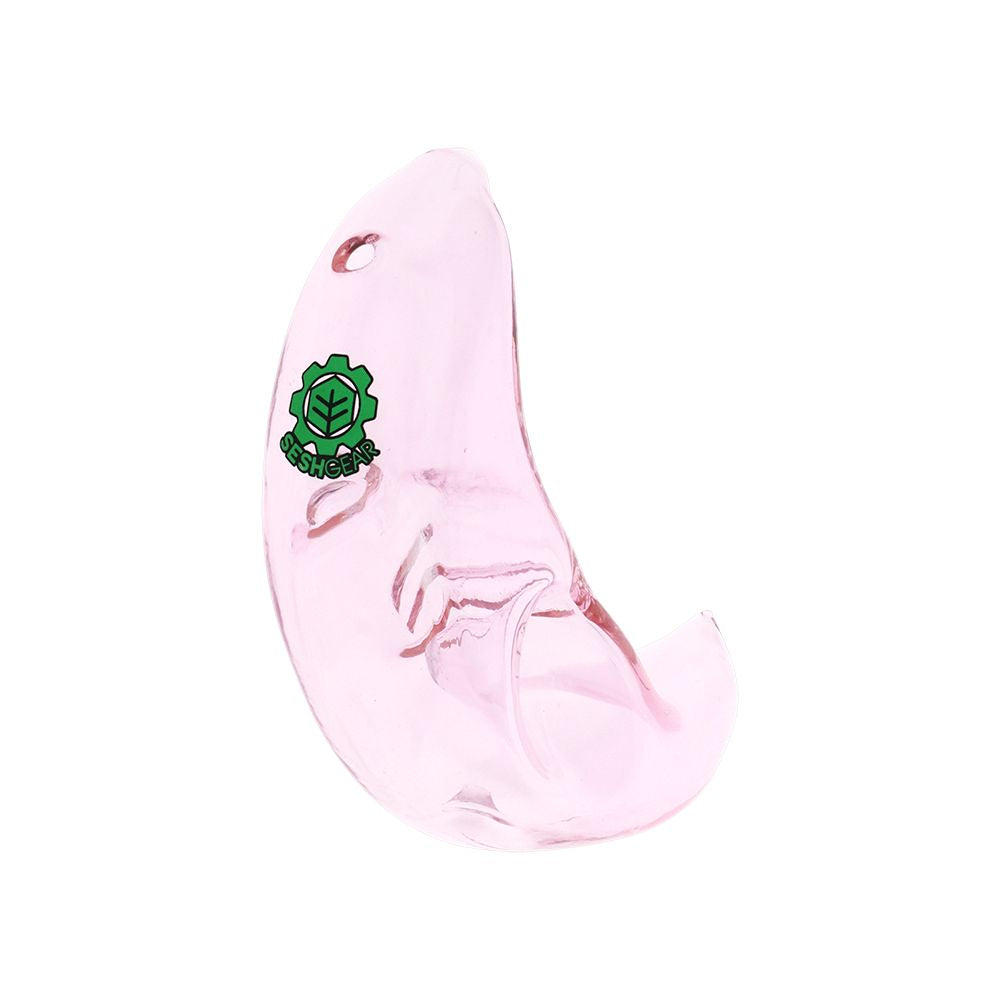 Crescent Moon Glass Hand Pipe with Face - 3.75"