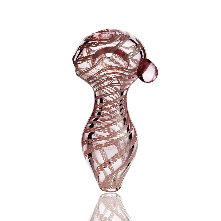 Pink Glass Hand Pipe with Belly & Twist Art