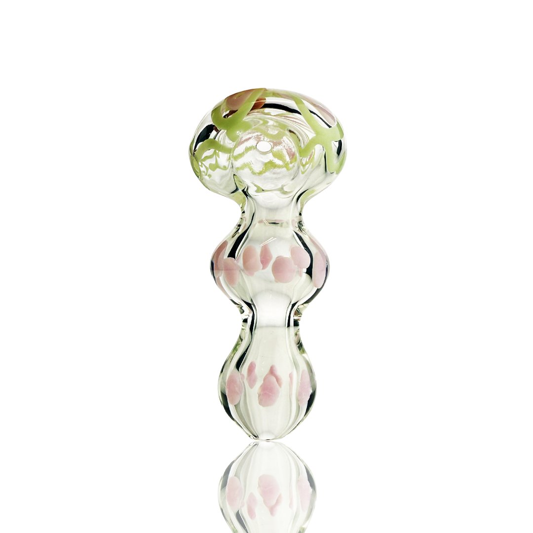 4-Inch Clear Glass Hand Pipe with Slime Lines