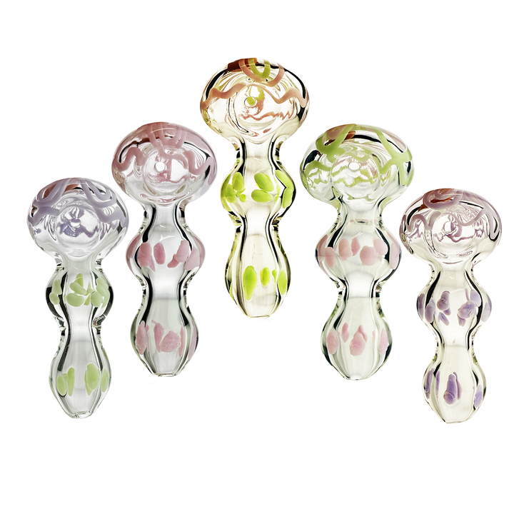 4-Inch Clear Glass Hand Pipe with Slime Lines