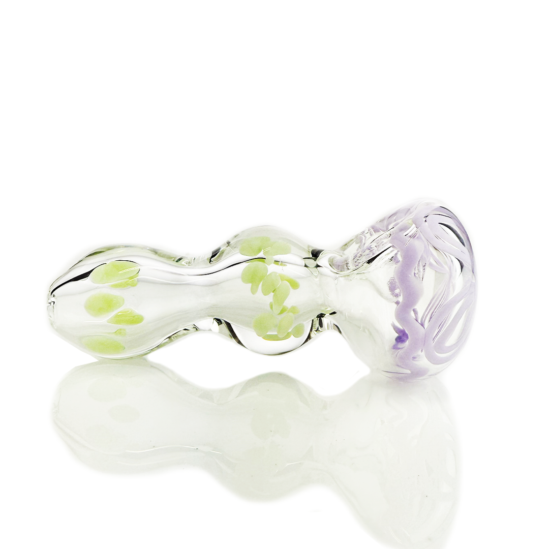 4-Inch Clear Glass Hand Pipe with Slime Lines