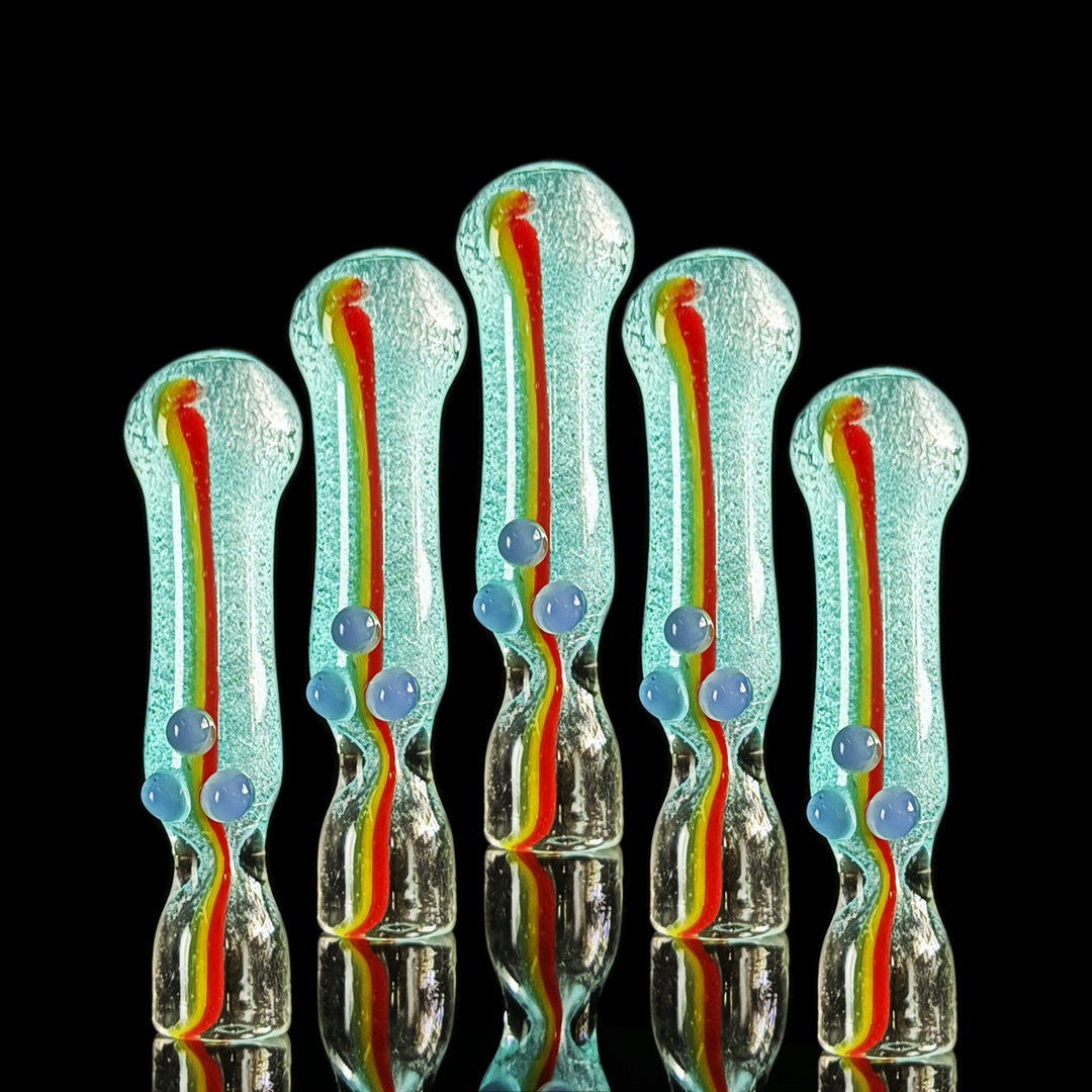 Glow Rasta 4 Inch Glass Chillum Pipe