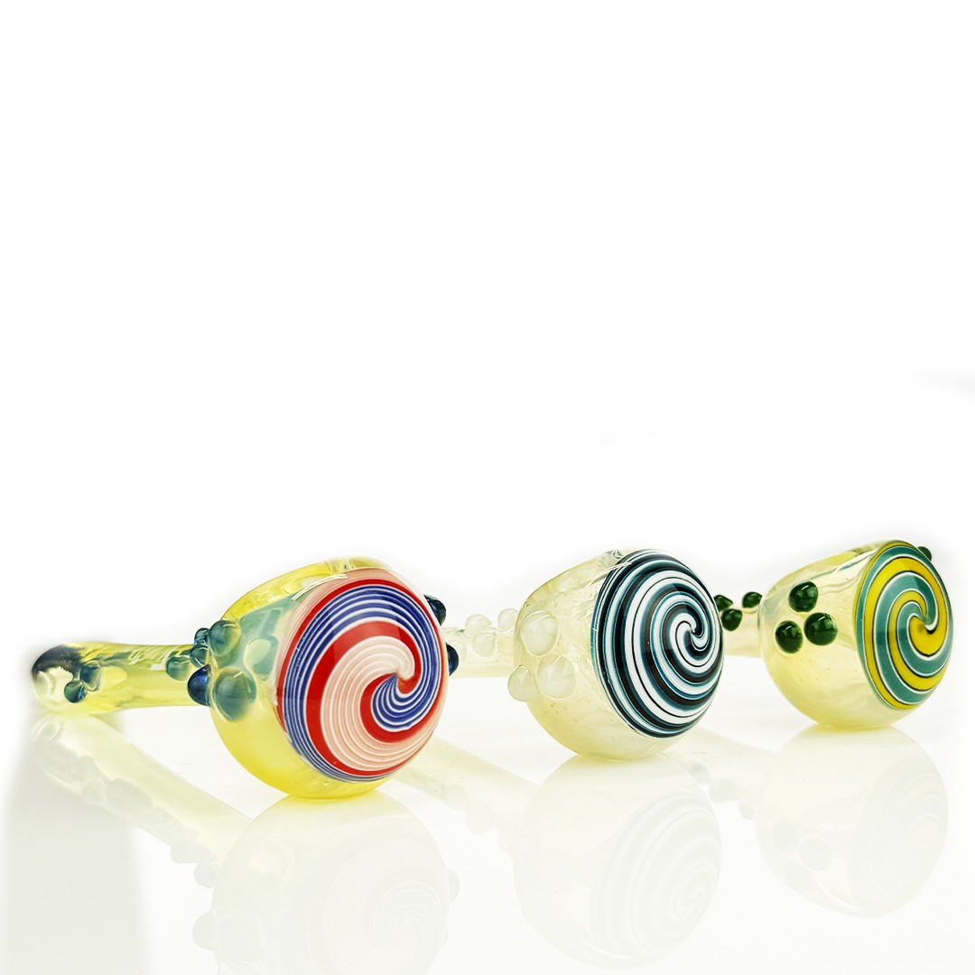 4.5" Wig Wag Art Glass Hand Pipe