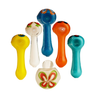 3.5 Inch Frit Glass Hand Pipe with Floral Design