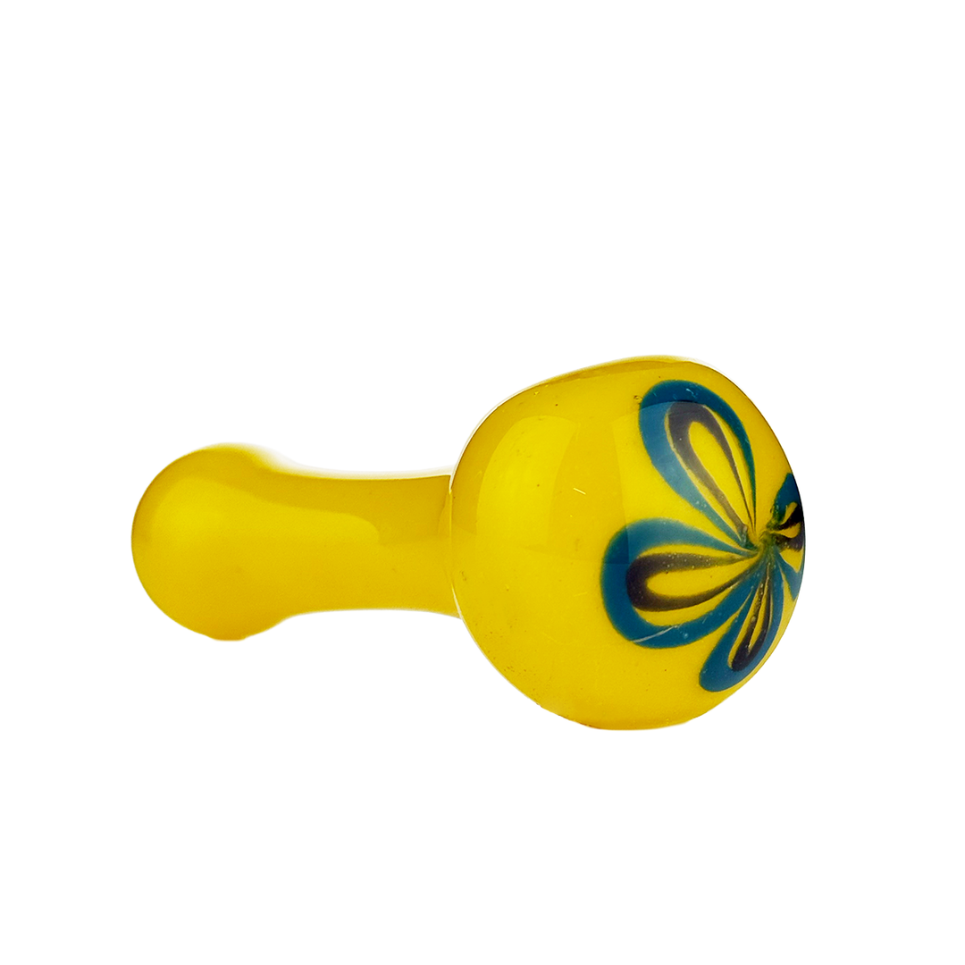 3.5 Inch Frit Glass Hand Pipe with Floral Design