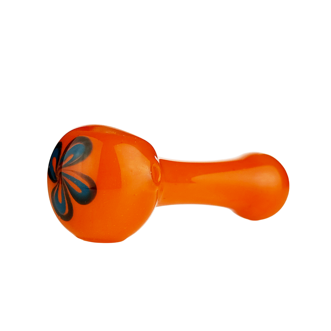 3.5 Inch Frit Glass Hand Pipe with Floral Design