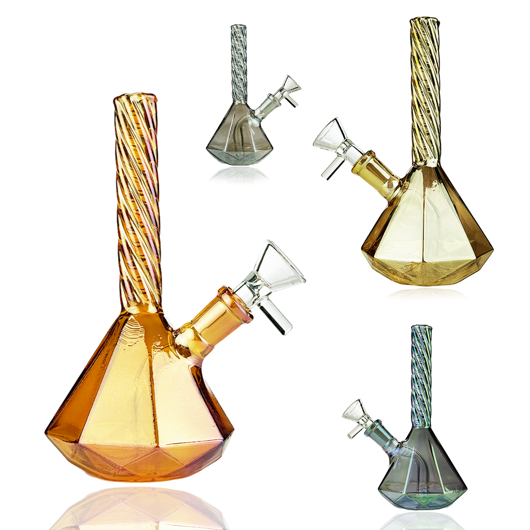 Electro-Plated 6" Diamond Base Water Pipe with 14mm Bowl
