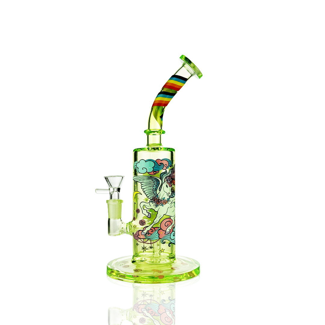 Rainbow Unicorn Glass Water Pipe - 10 Inch