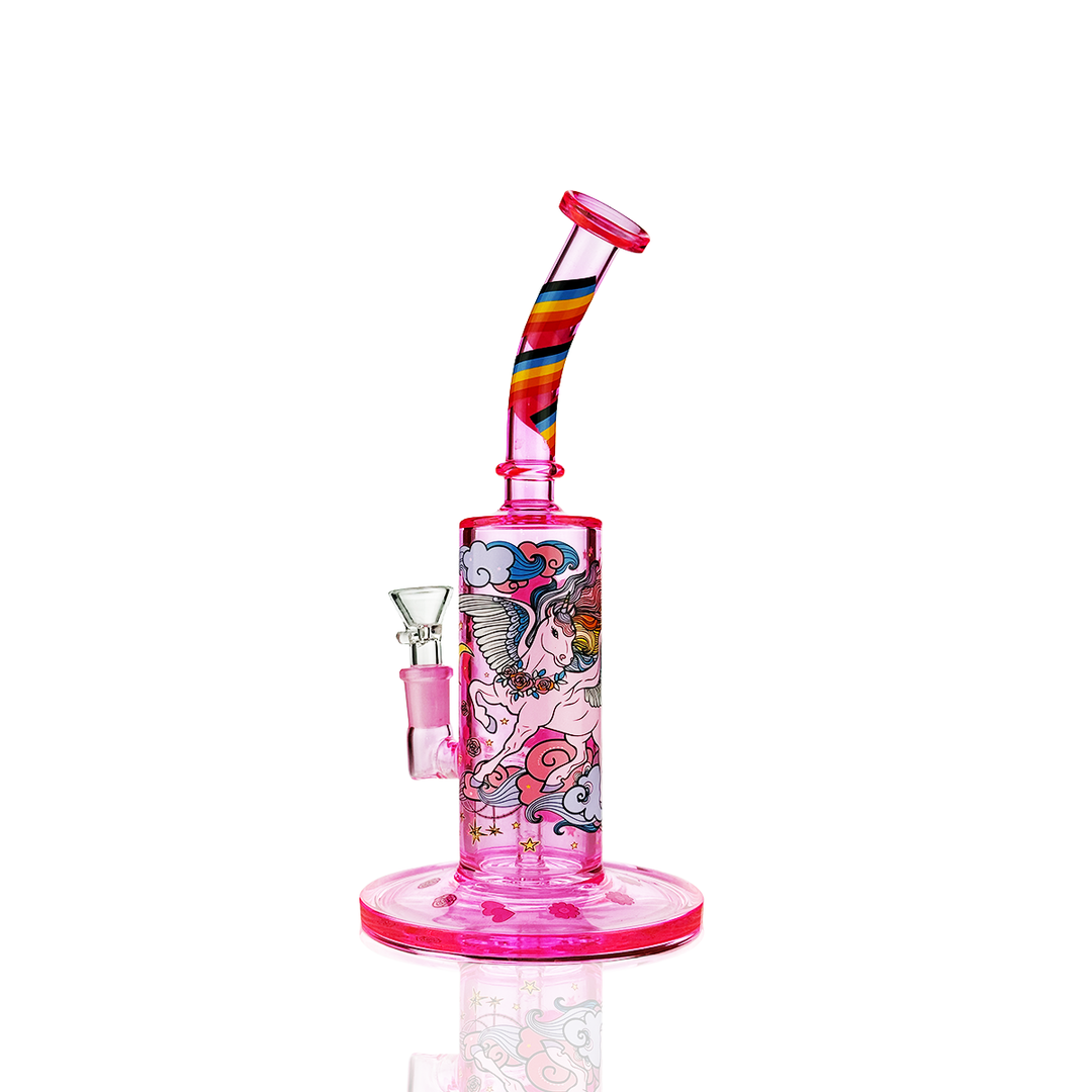 Rainbow Unicorn Glass Water Pipe - 10 Inch