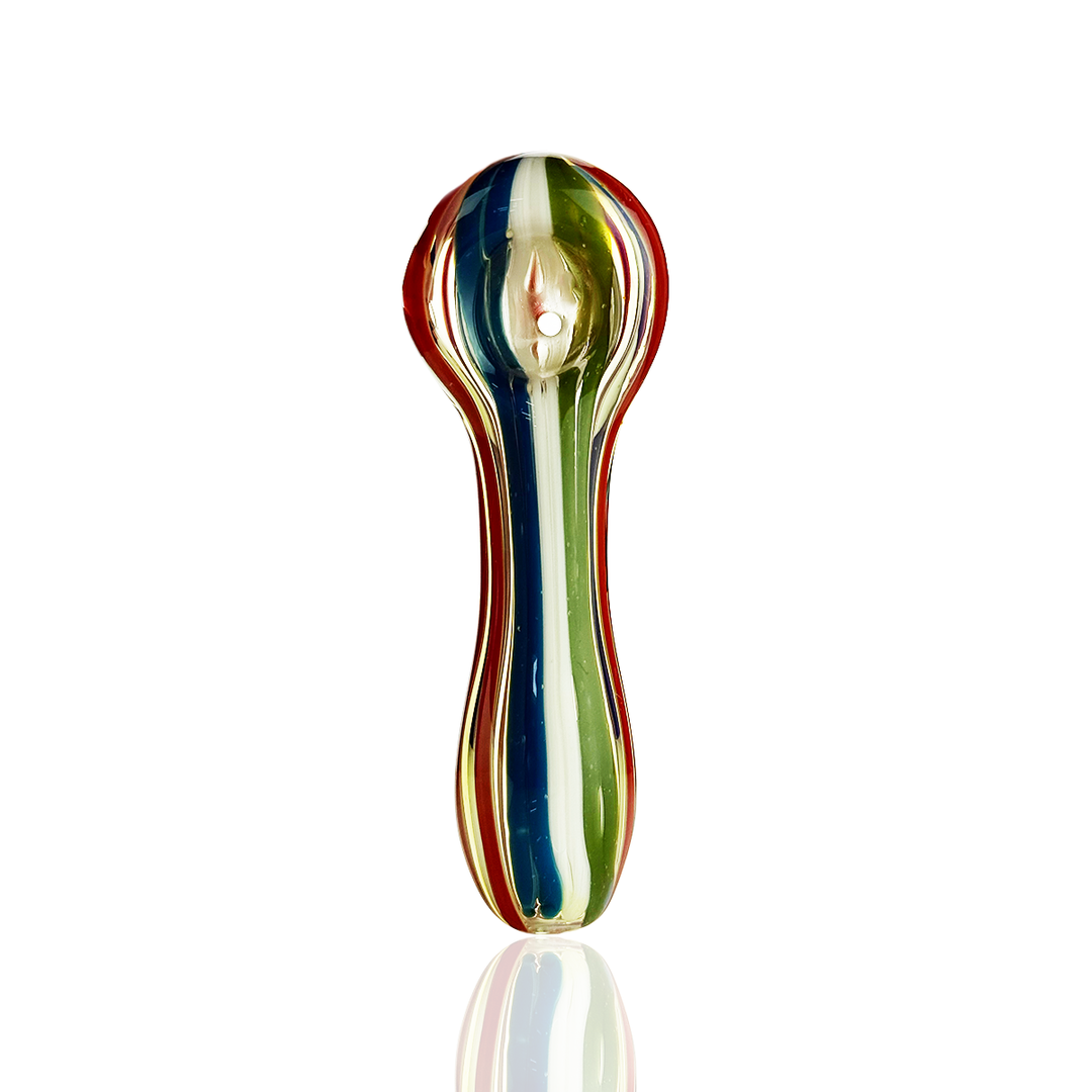 Compact 4 Inch Rasta Line Glass Spoon Pipe