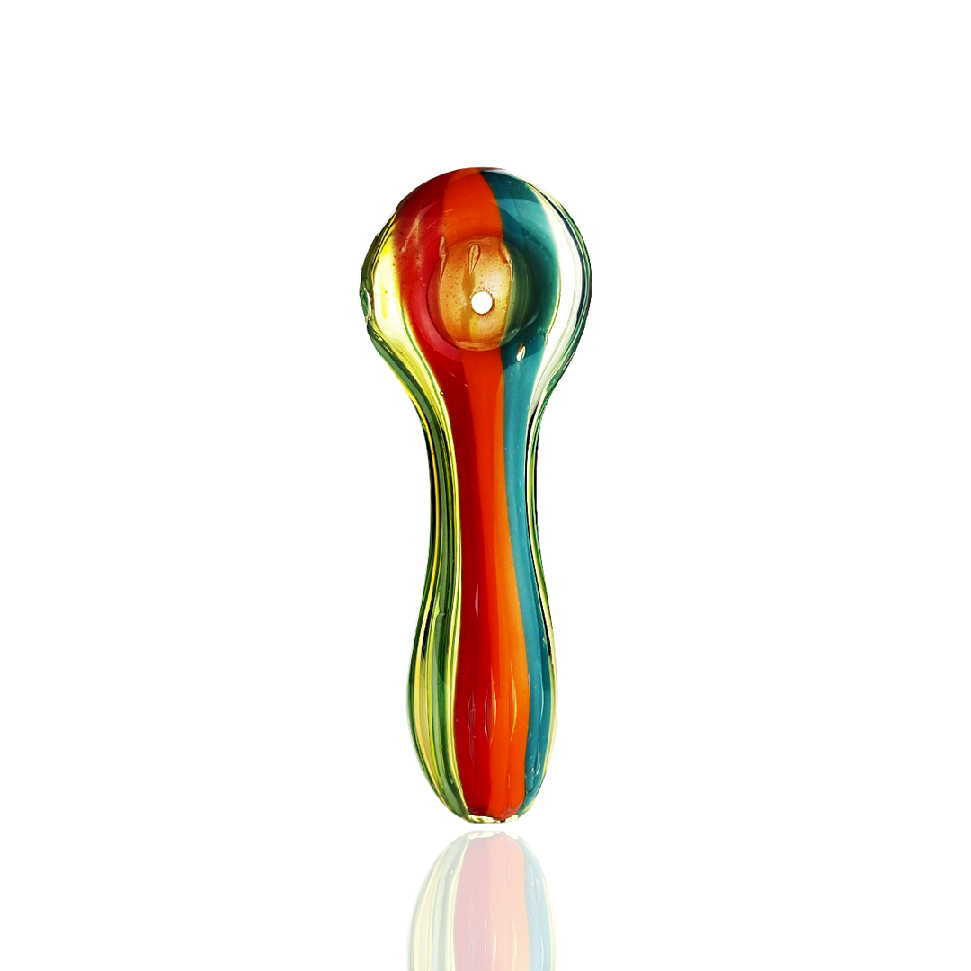 Compact 4 Inch Rasta Line Glass Spoon Pipe