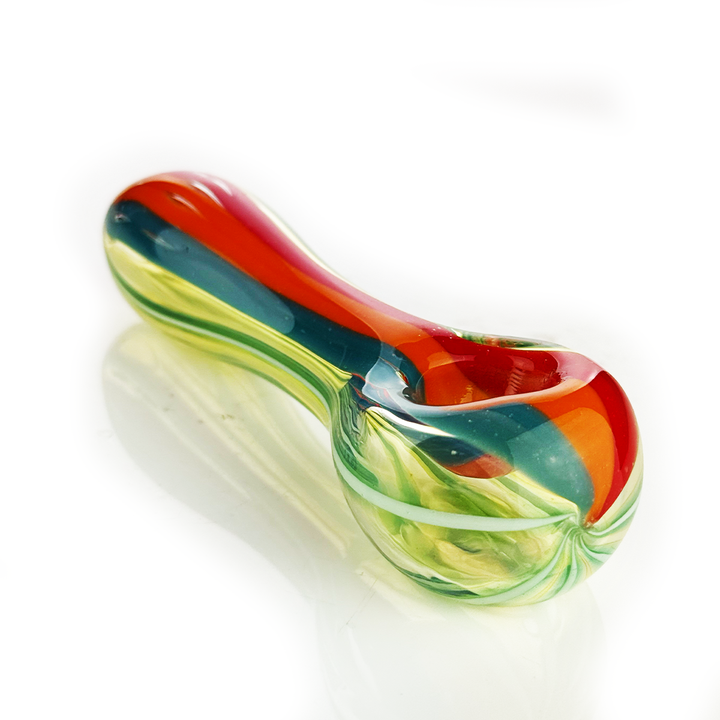 Compact 4 Inch Rasta Line Glass Spoon Pipe