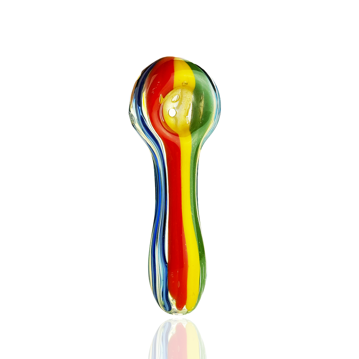 Compact 4 Inch Rasta Line Glass Spoon Pipe