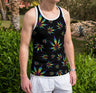 Rasta Leaf Black Polyester Tank Top 6-Pack