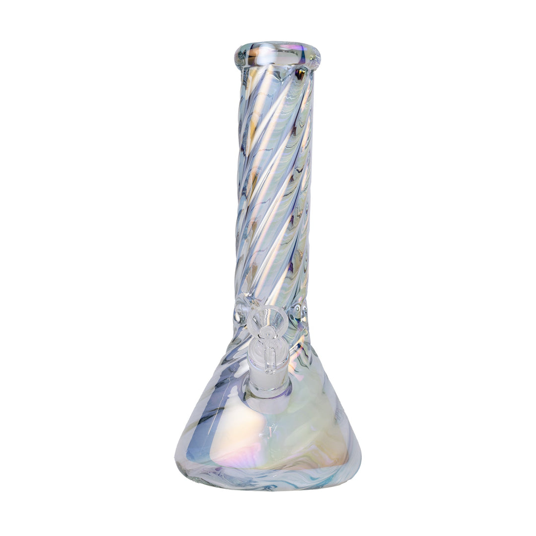 Twisted Iridescent Beaker Bong with 14mm Joint