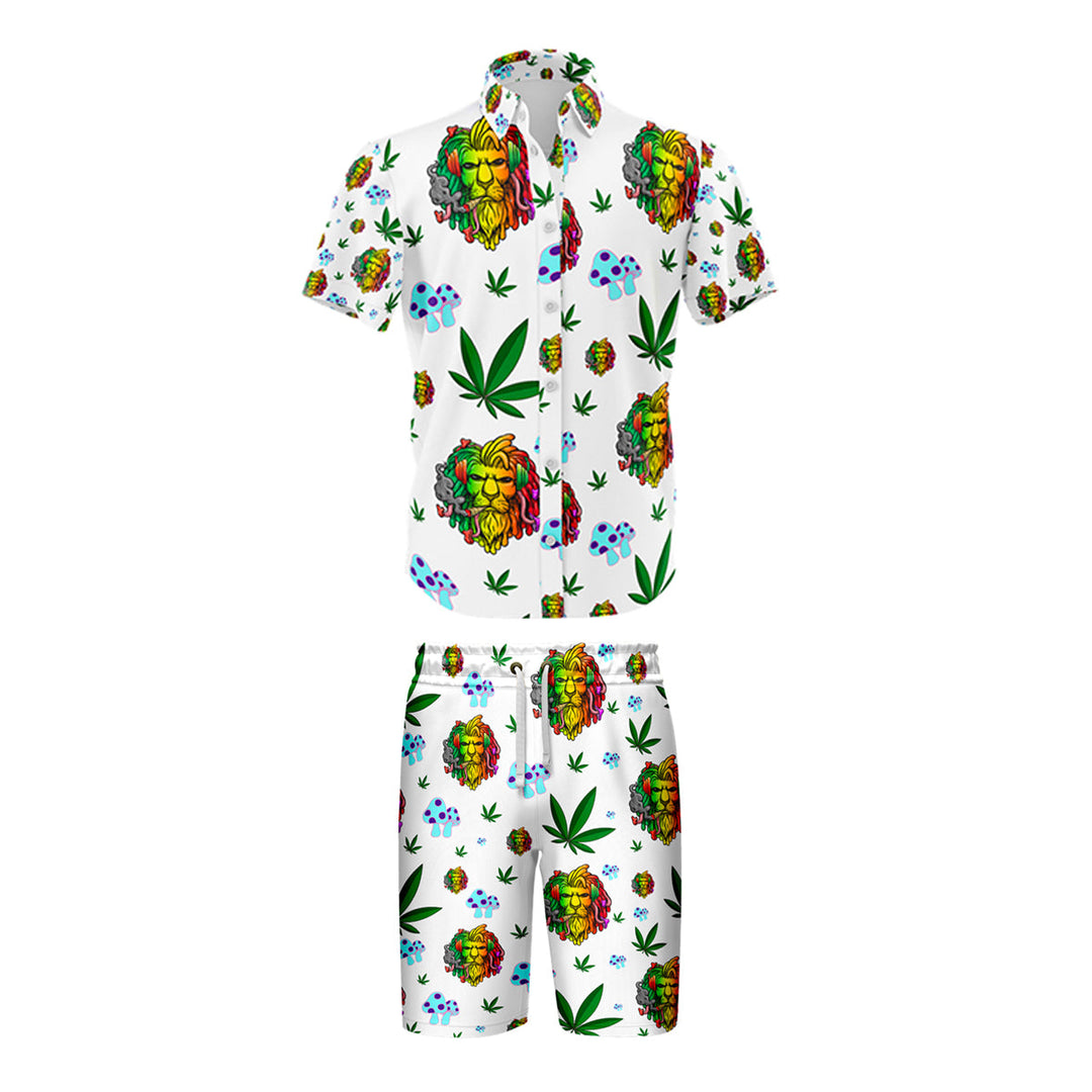 Lion Leaf Graphic Shirt & Shorts Set - 5 Sizes