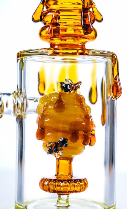 MK Glass 9" Honeydrip Bee Water Pipe