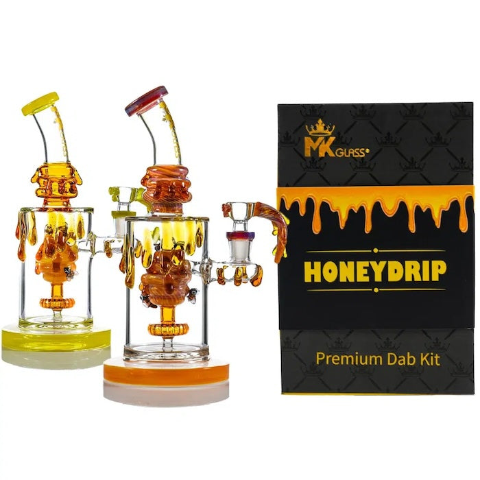 MK Glass 9" Honeydrip Bee Water Pipe