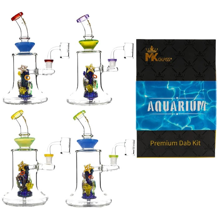 Aquarium Themed Glass Water Pipe with Perc