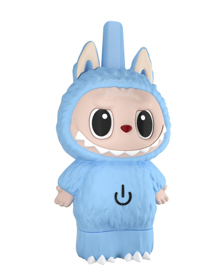 A light blue monster-like 510 thread cartridge battery, featuring a cute face with large eyes, a red nose, and a wide smile with white teeth, and a power symbol on its chest.