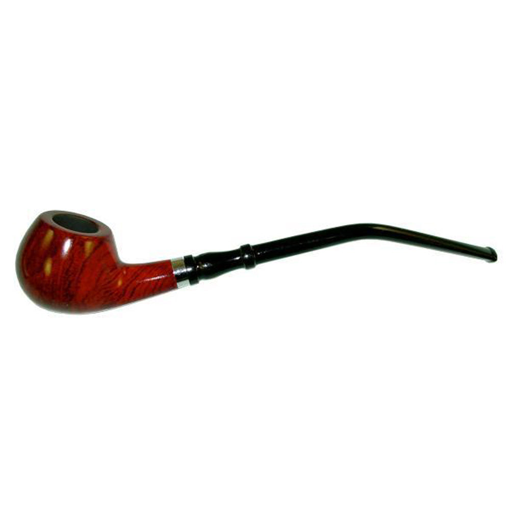 7.5-Inch Cherry Wood Churchwarden Pipe with Bent Stem