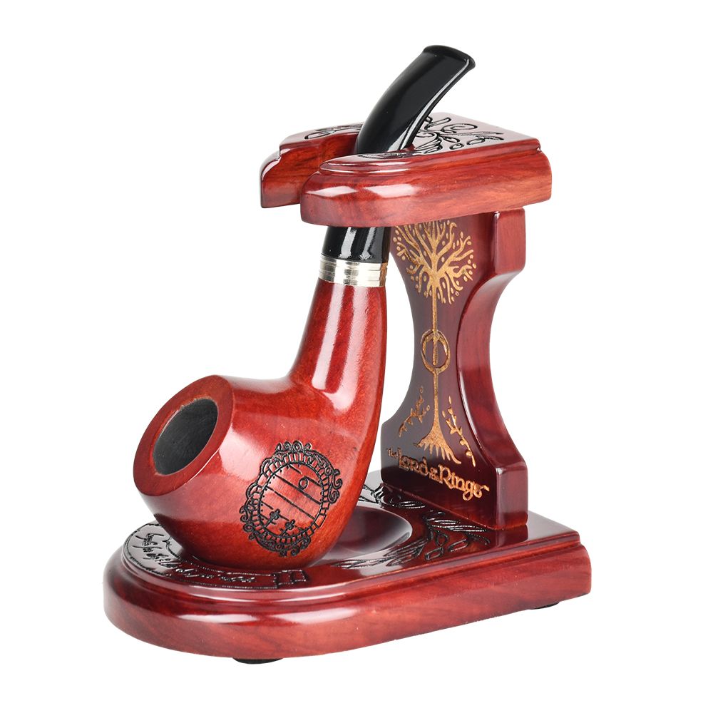 Hobbiton Cherry Wood Pipe and Middle-Earth Stand Set