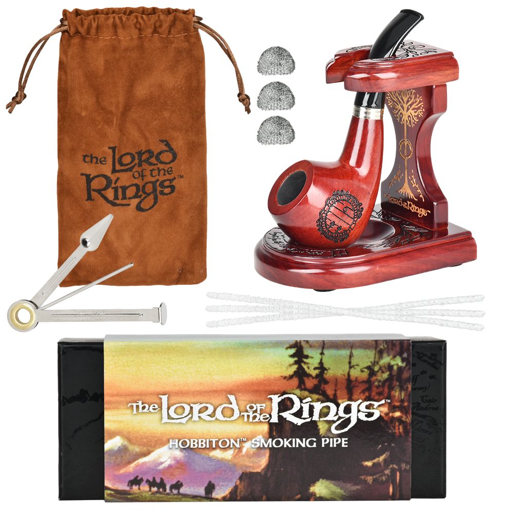 Hobbiton Cherry Wood Pipe and Middle-Earth Stand Set