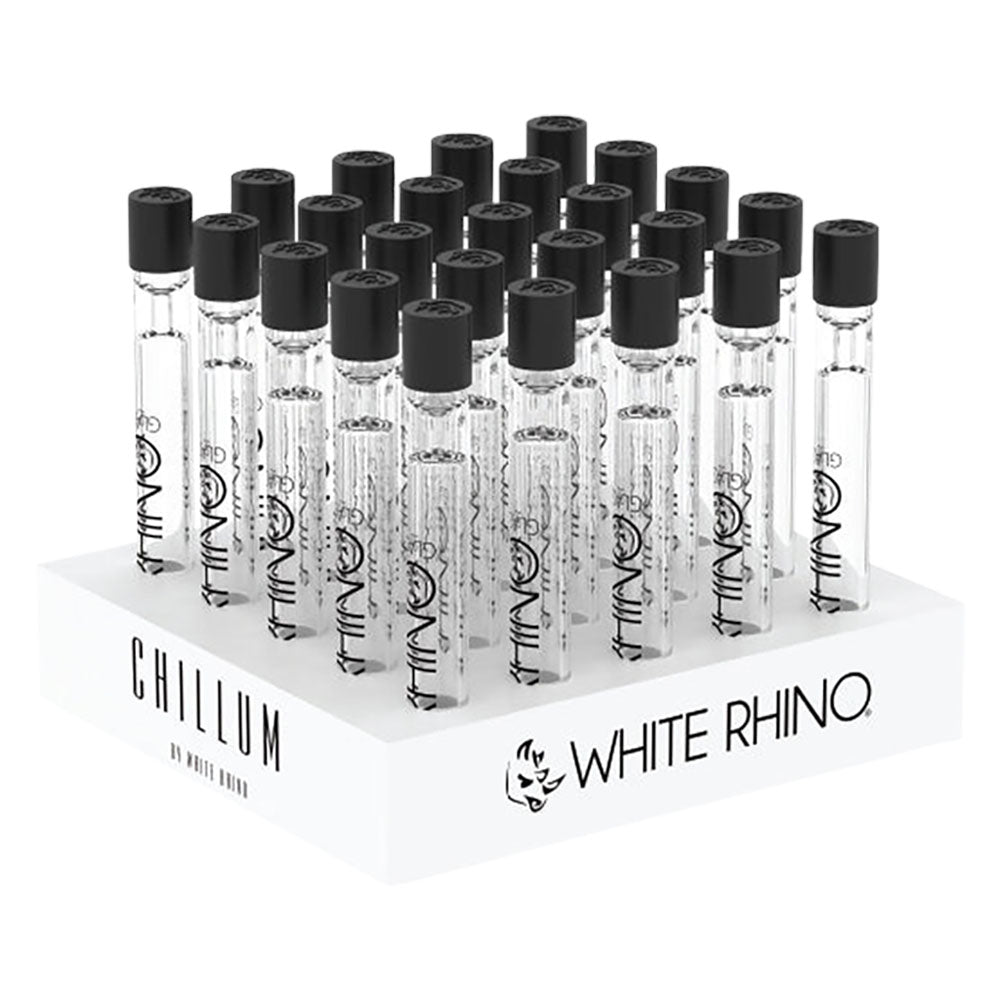 White Rhino Chillum Pipe with Silicone Cap 25pc
