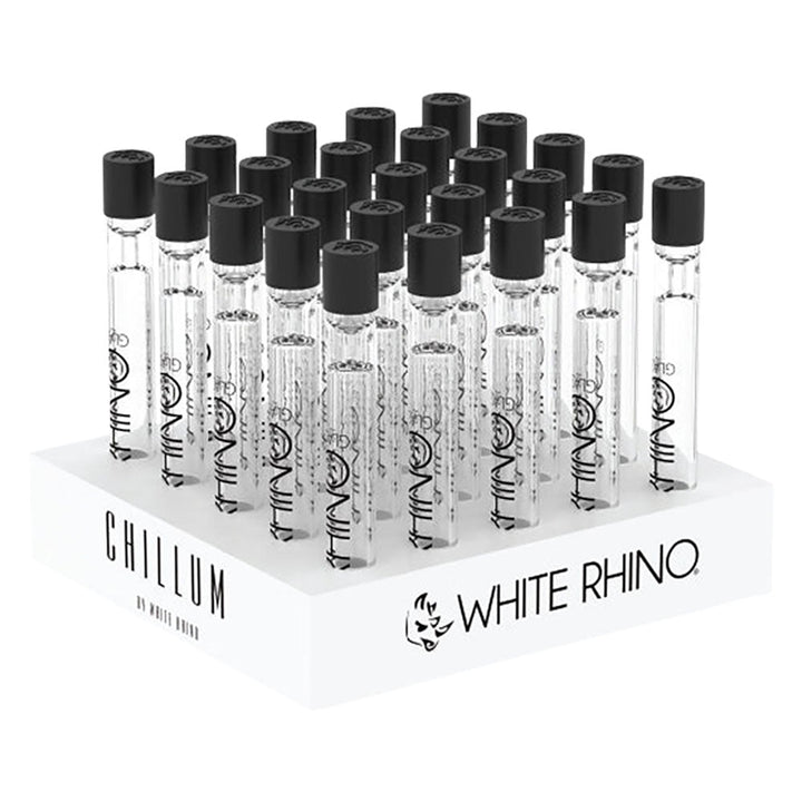 White Rhino Chillum Pipe with Silicone Cap 25pc