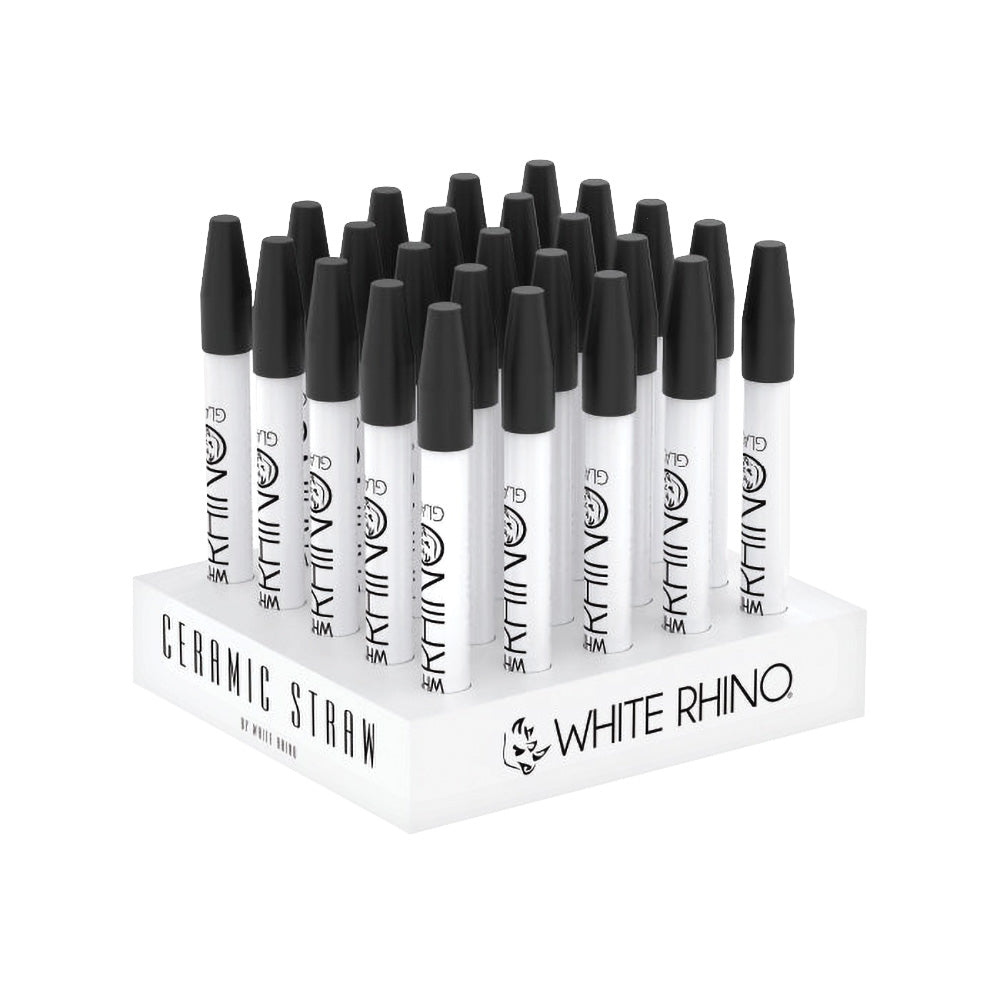 White Rhino Ceramic Dab Straw Display - 5 Inch