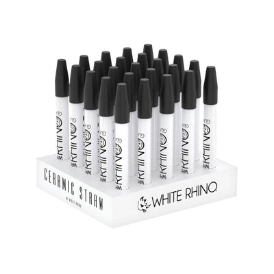 White Rhino Ceramic Dab Straw Display - 5 Inch