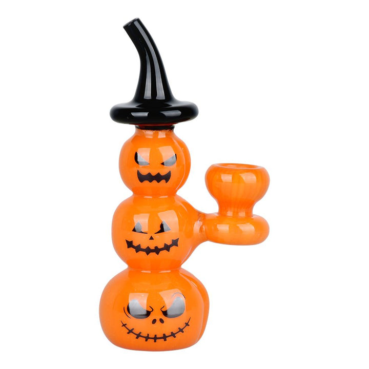 Spooky Pumpkin Stack Glass Bubbler 5.75"