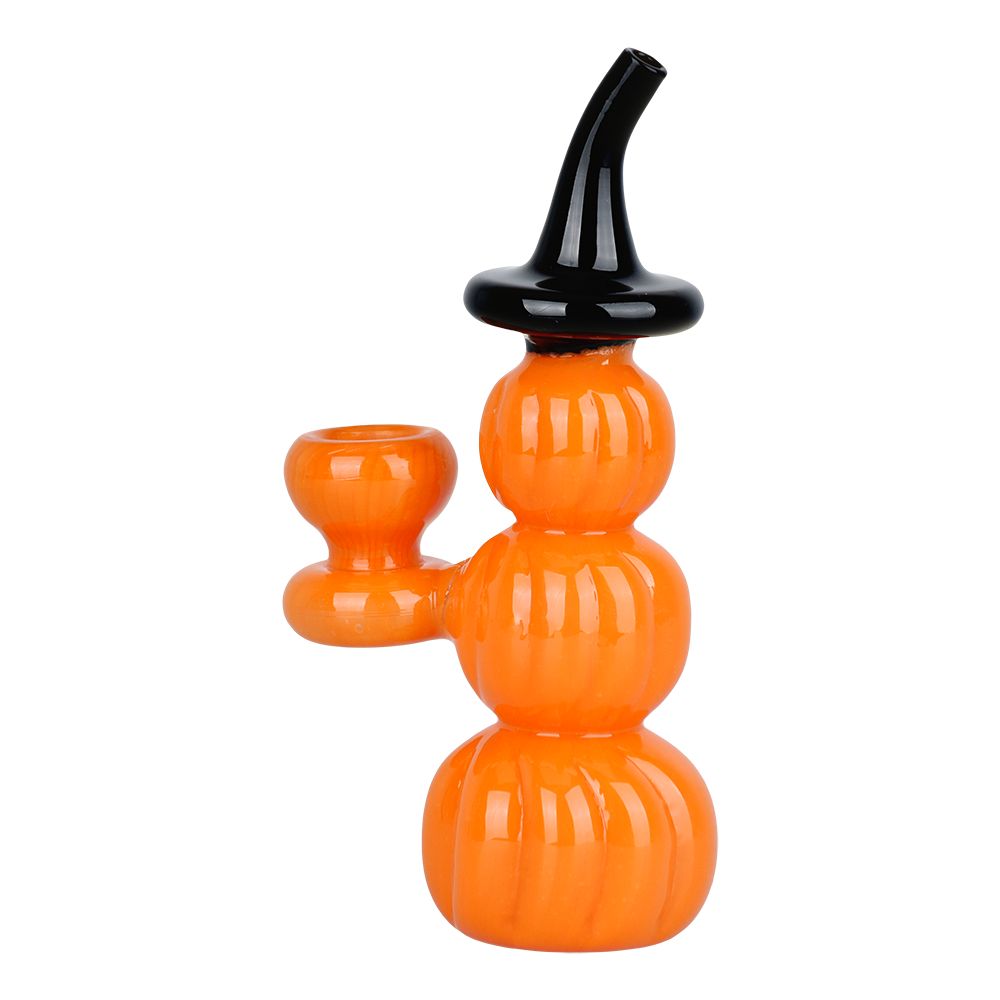 Spooky Pumpkin Stack Glass Bubbler 5.75"