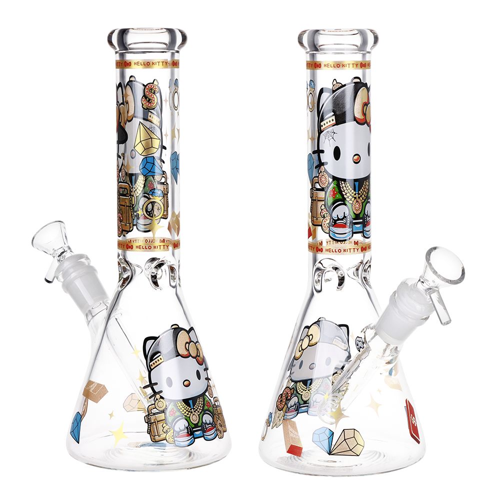 10-Inch Swagged Kitty Beaker Water Pipe with Ice Catcher