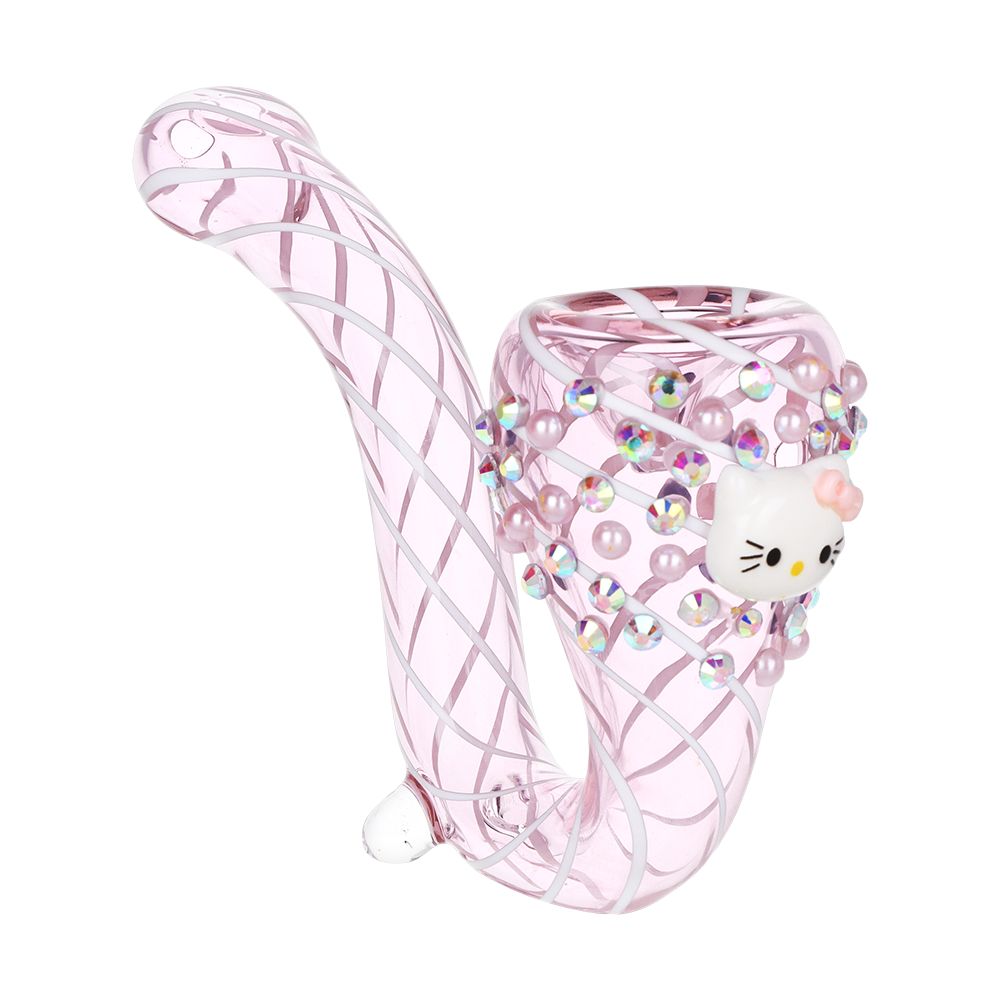 Charming Kitty Sherlock Glass Hand Pipe 5.25in