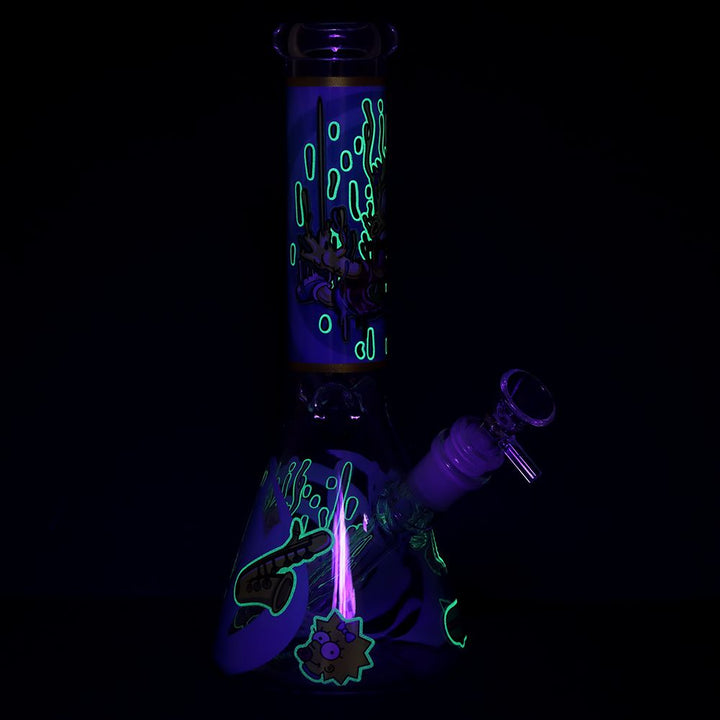 Cow Decal Beaker Glass Water Pipe - 10 Inch