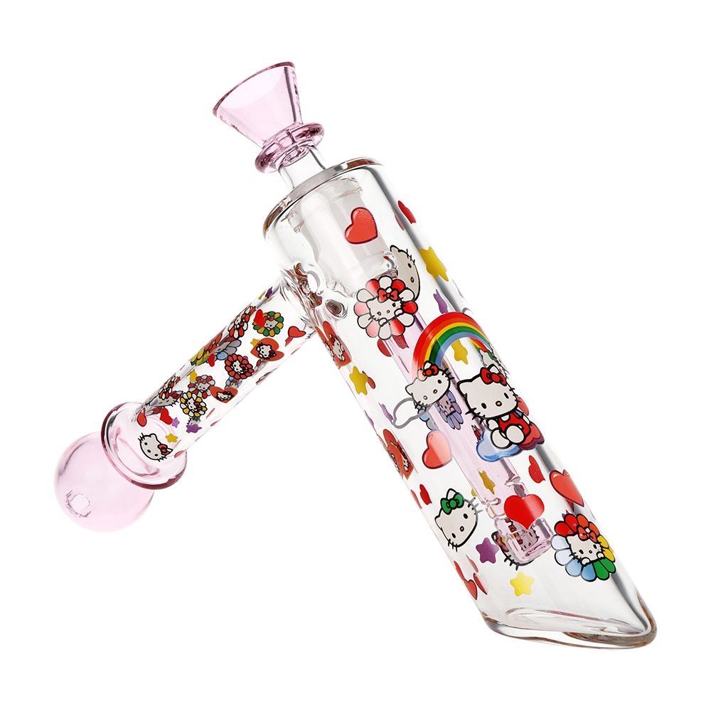 Happy Kitty Decal Glass Bubbler - 6 Inch