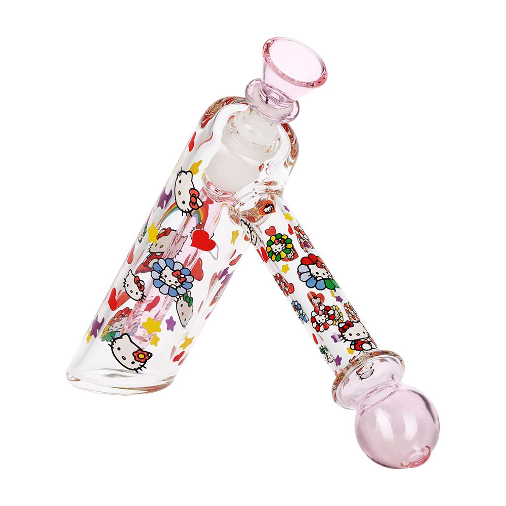 Happy Kitty Decal Glass Bubbler - 6 Inch