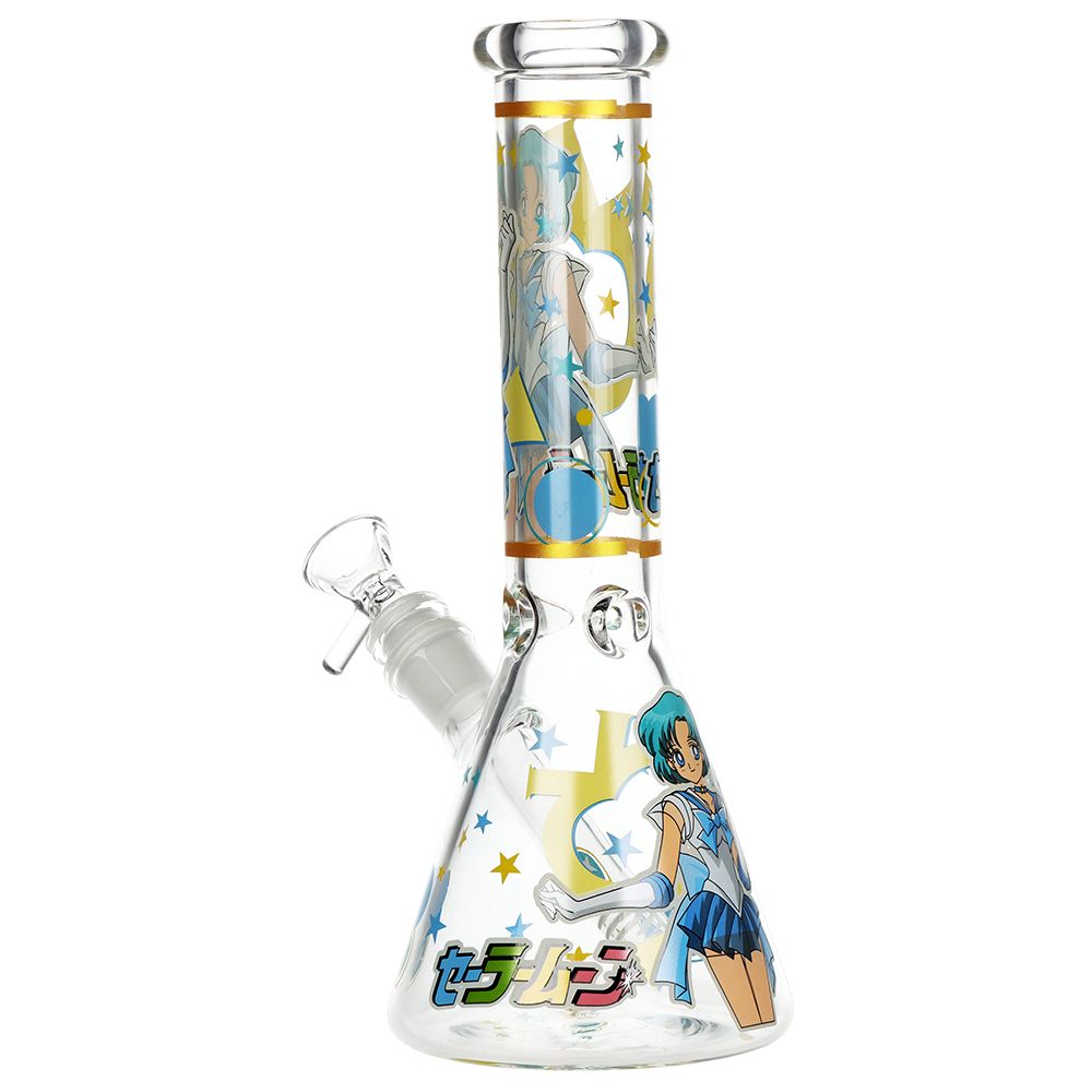 10" Blue Anime Beaker Water Pipe with Ice Catcher