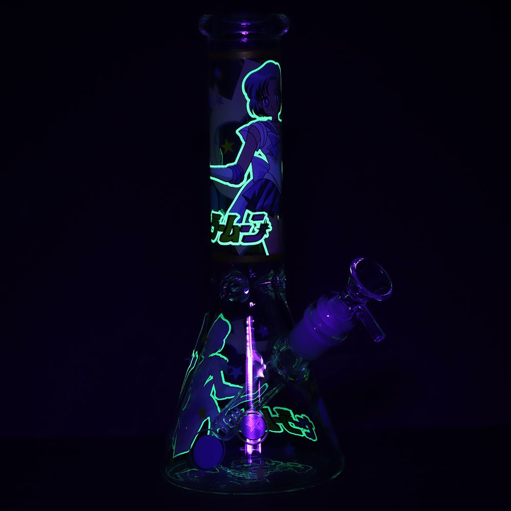 10" Blue Anime Beaker Water Pipe with Ice Catcher
