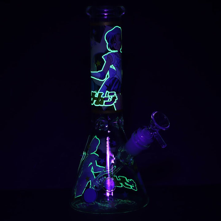 10" Blue Anime Beaker Water Pipe with Ice Catcher