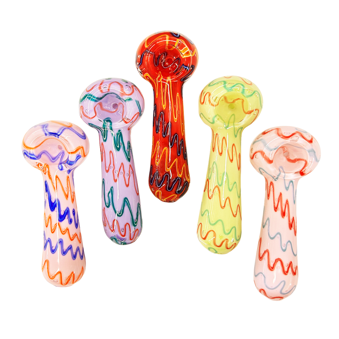 4.5 Inch Slime Green Frit Glass Spoon Pipe