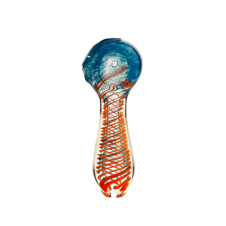 3.5 Inch Double Glass Spoon Pipe with Spiral Design