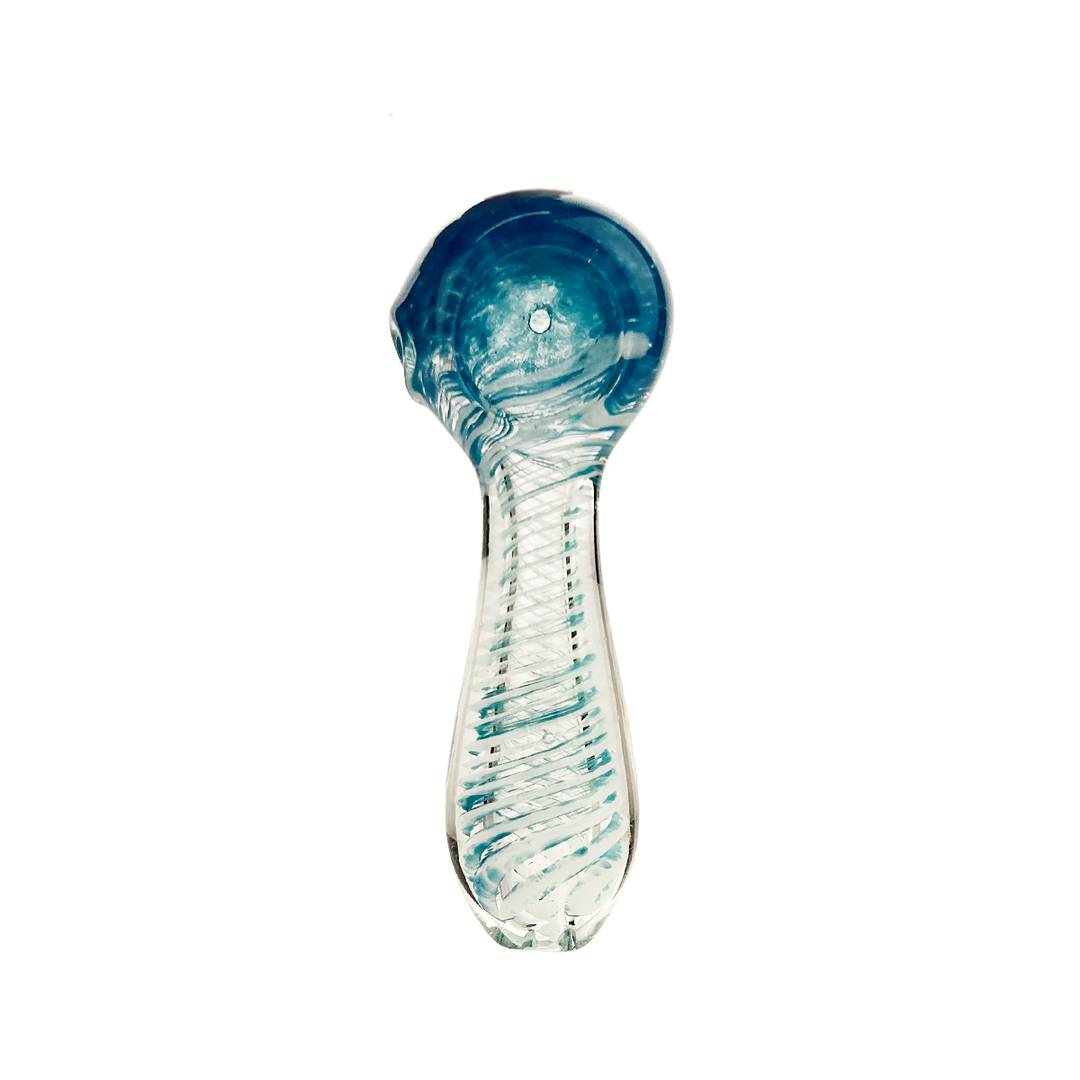 3.5 Inch Double Glass Spoon Pipe with Spiral Design