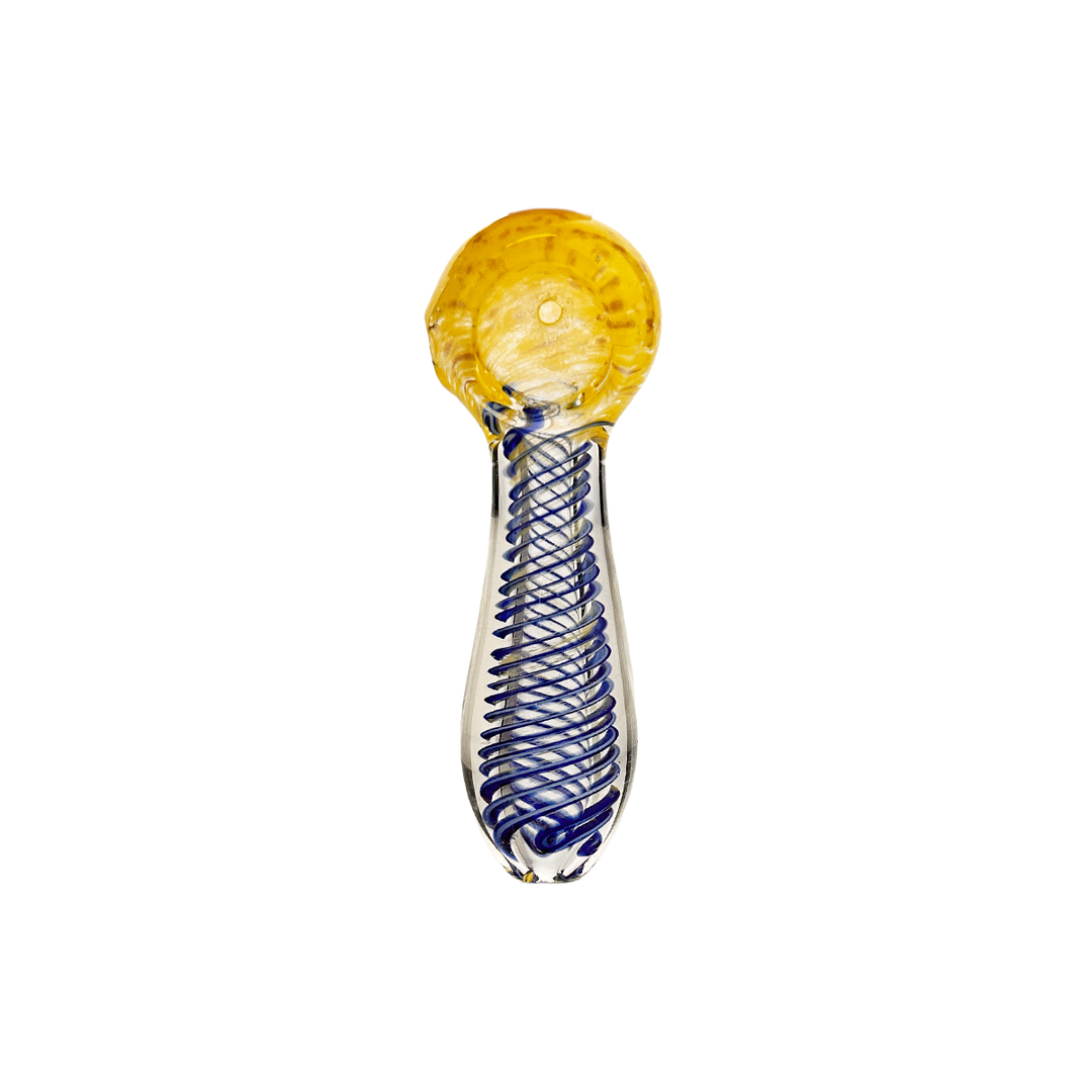 3.5 Inch Double Glass Spoon Pipe with Spiral Design