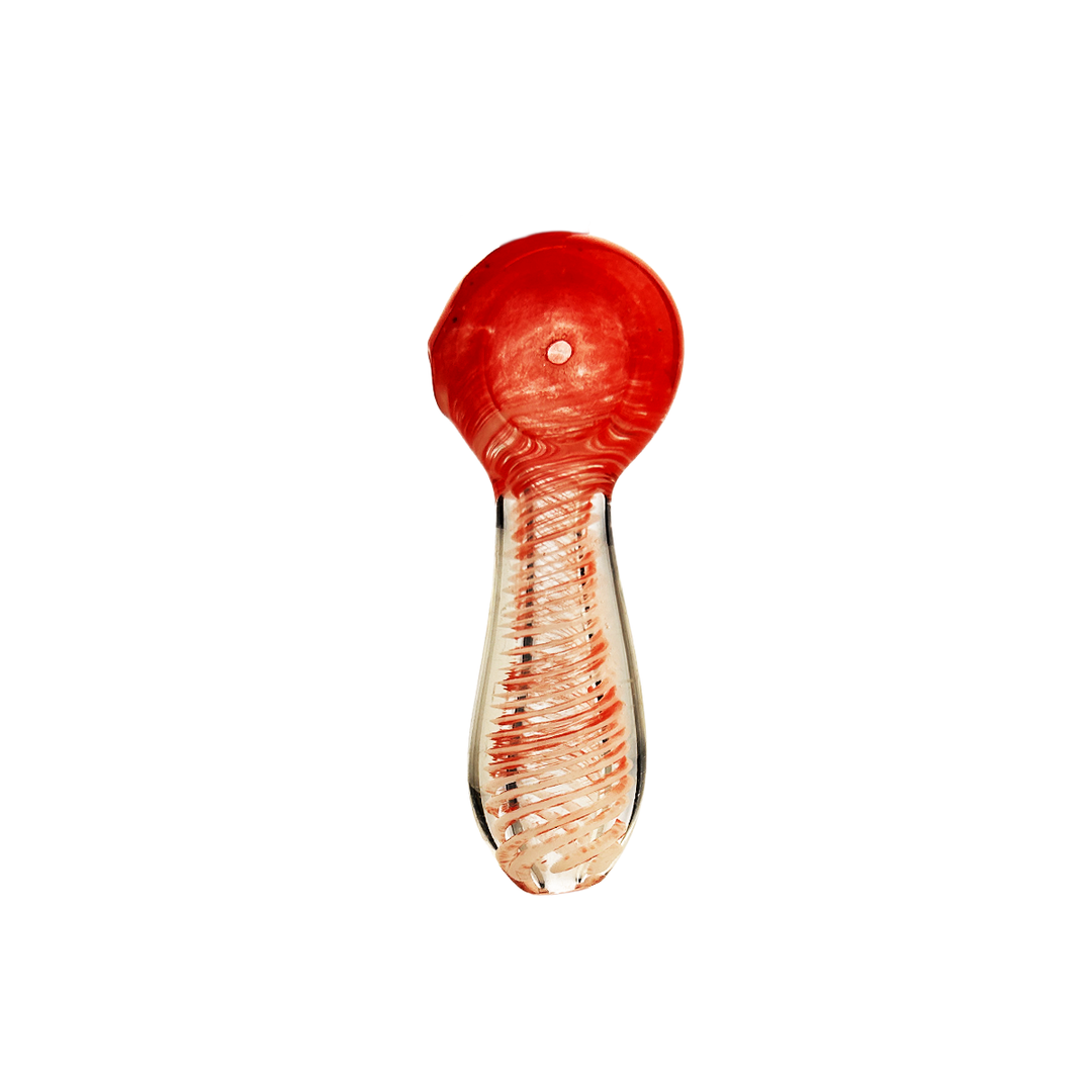 3.5 Inch Double Glass Spoon Pipe with Spiral Design