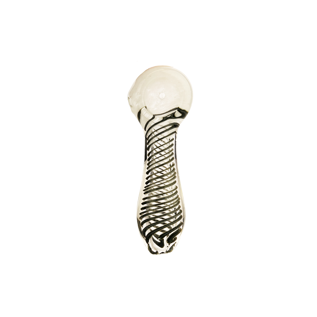 3.5 Inch Double Glass Spoon Pipe with Spiral Design