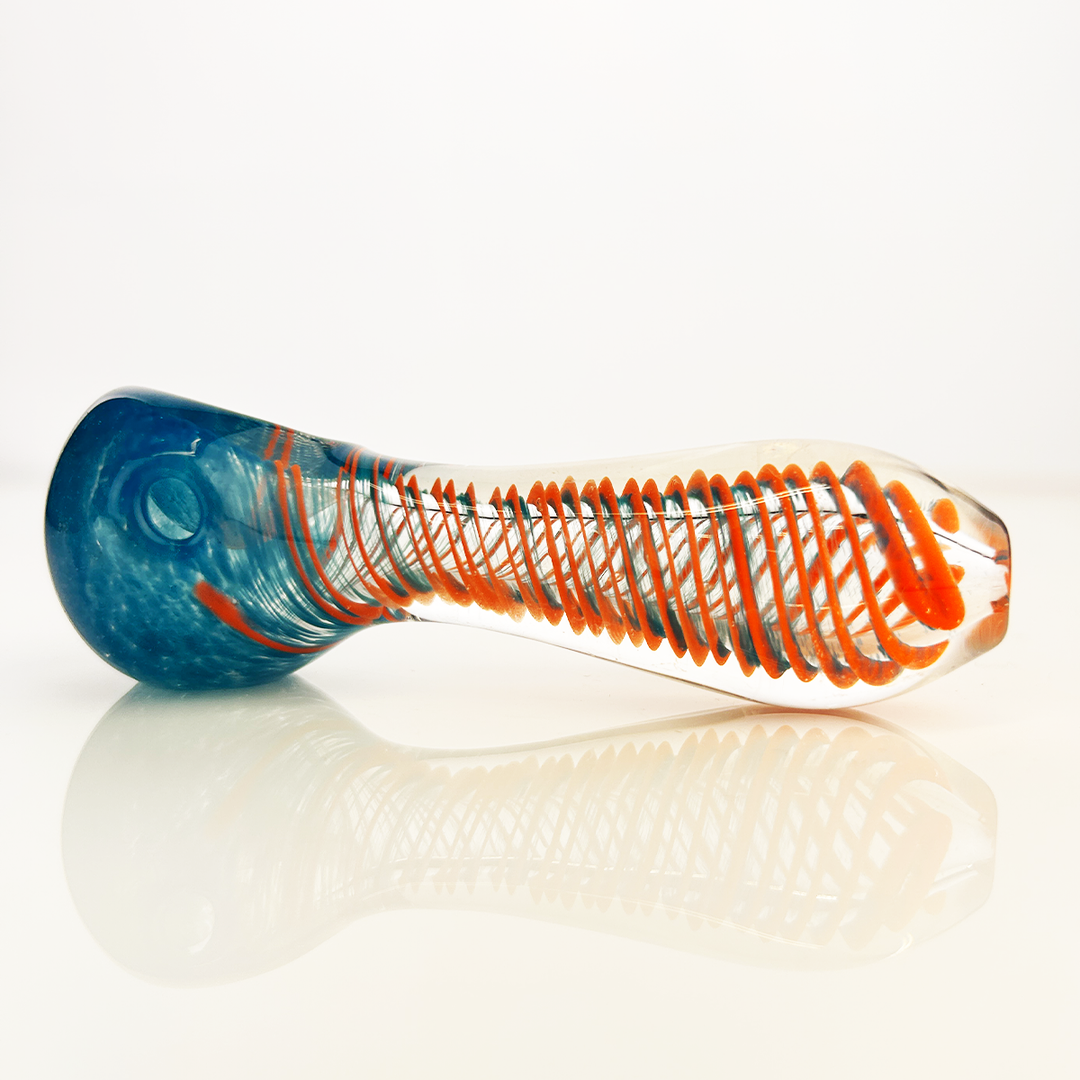 3.5 Inch Double Glass Spoon Pipe with Spiral Design