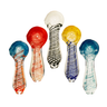 3.5 Inch Double Glass Spoon Pipe with Spiral Design